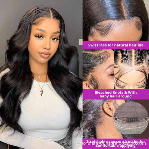 Real Brazilian 100% Human 150% Swiss HD Transparent Lace 5x5 13x4 Lace Glueless Virgin body Hair Wigs for Black Women